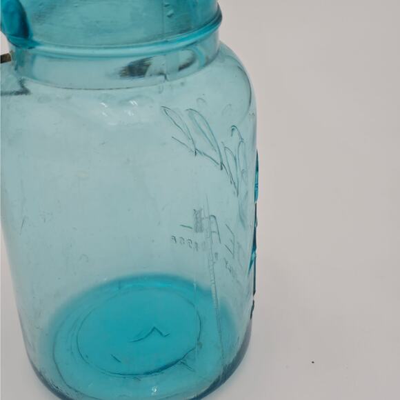 Vintage 1‎ Qt Blue Ball Ideal Mason Glass 1908 - Picture 7 of 9